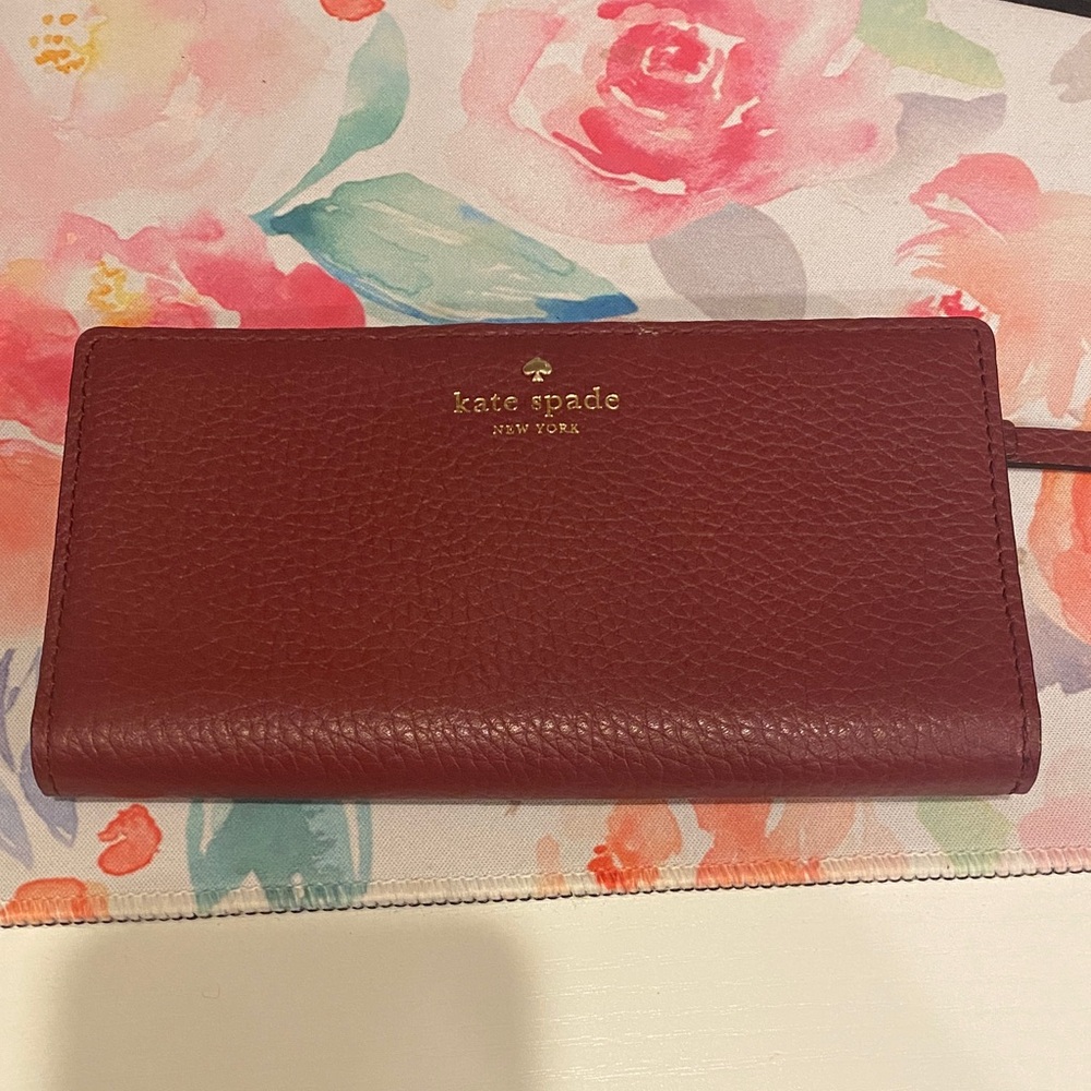 Kate Spade Burgundy Leather Clutch